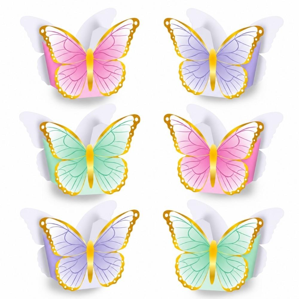 12PCS Multicolor Butterfly Flower Basket Paper Tabletop Ornament Party Supplies