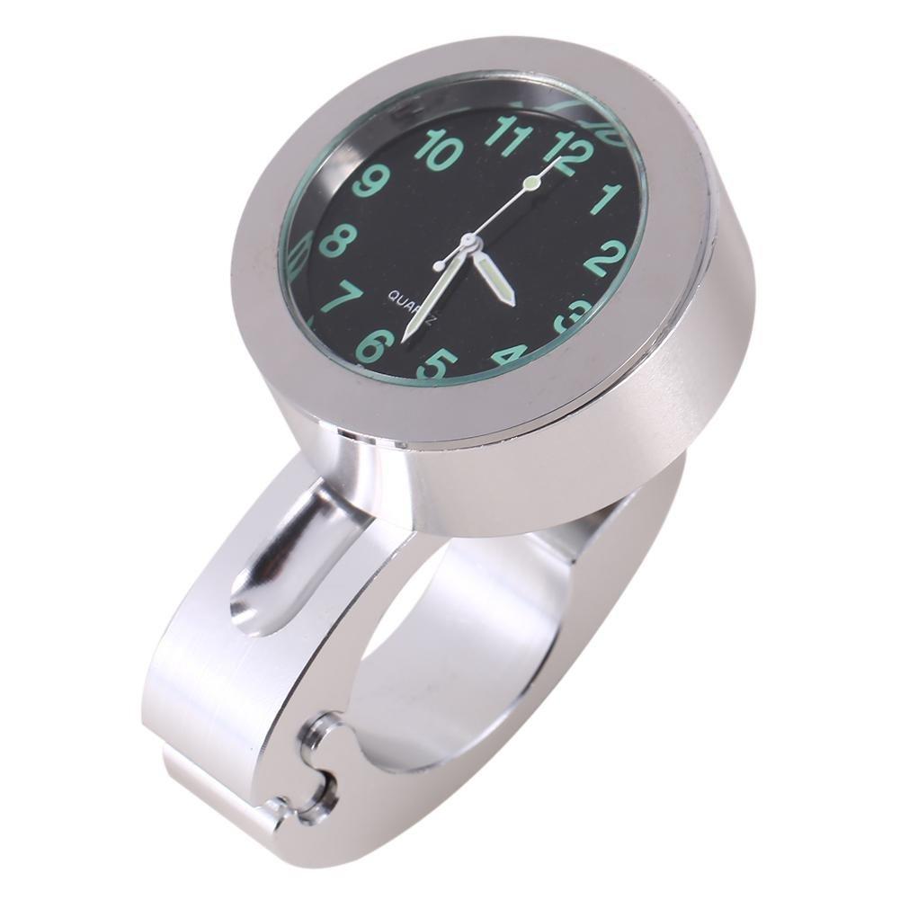 Motorcycle Handlebar Watch 22mm Motorcycle Handlebar Clock Waterproof Luminous Watch Silver (typeA)