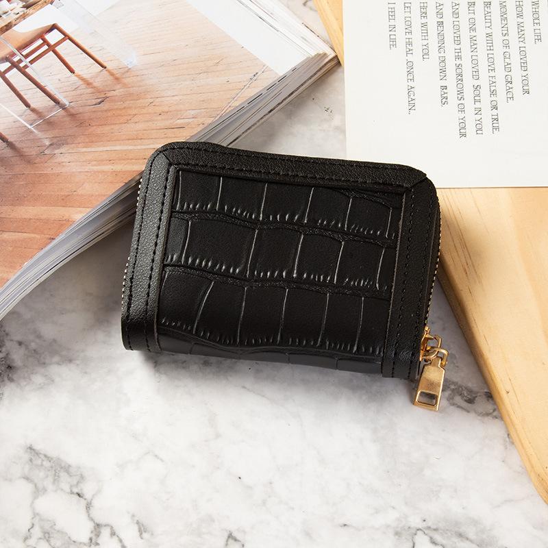 Card bag women's multi-card position solid color simple small fresh student anti-degaussing driver's license small credit card holder