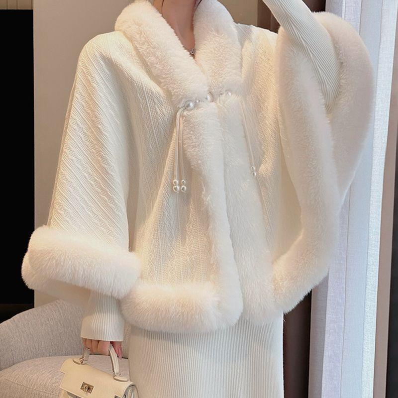 

The new cape shawl cheongsam temperament autumn and winter warm jacket plush