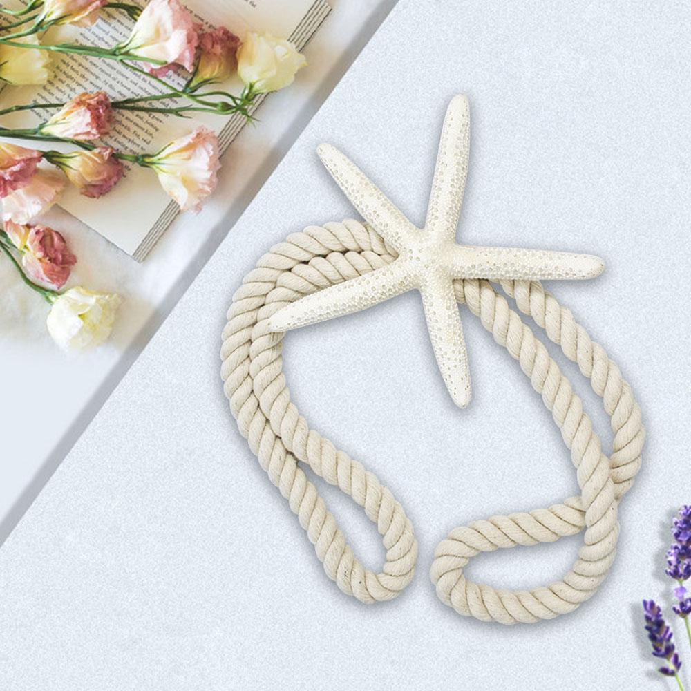 Rope Curtain Tiebacks Natural Starfish Drapery Holdbacks with Cotton Rope for Drapes Beach Themed