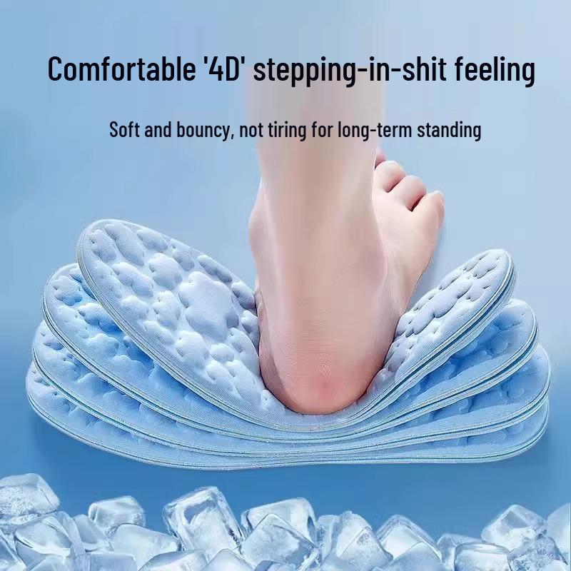 Breathable Ice-Touch Insoles: Sweat-Absorbent, Odor-Resistant for Women & Men