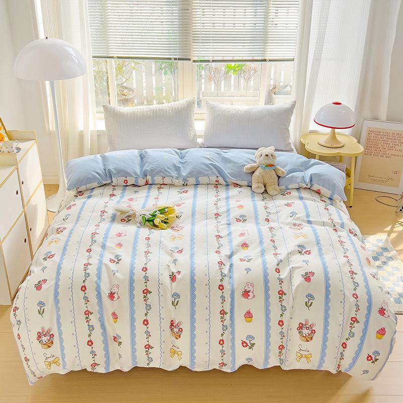 1pc 100% Cotton Floral Duvet Cover Soft Skin-Friendly King Size Comforter Cover with Zipper Spring Summer Breathable Quilt Cover