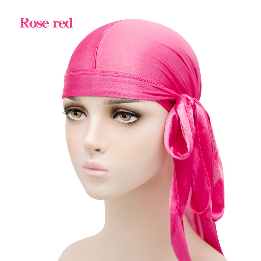 

Unisex Silk Elastic Skull Cap and Long Tail Pirate Durag One Size