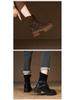 Brand Heavy British Retro Genuine Leather Lace-Up Martin Boots, Chunky Mid-Heel Ankle Design for Women