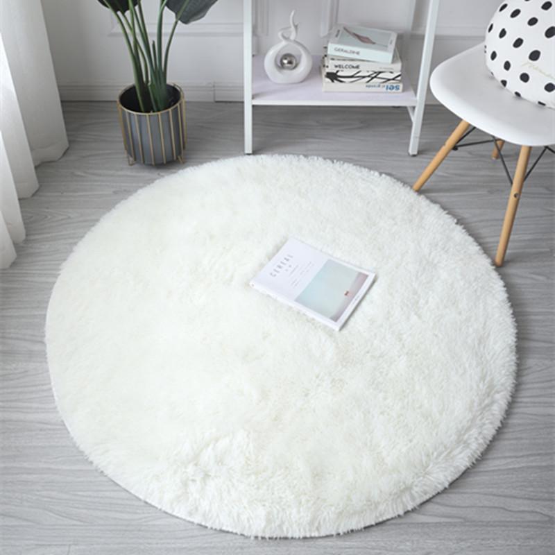 Round Rug For Living Room With Silk Wool Material And Tie Dye Pattern For Home Decor
