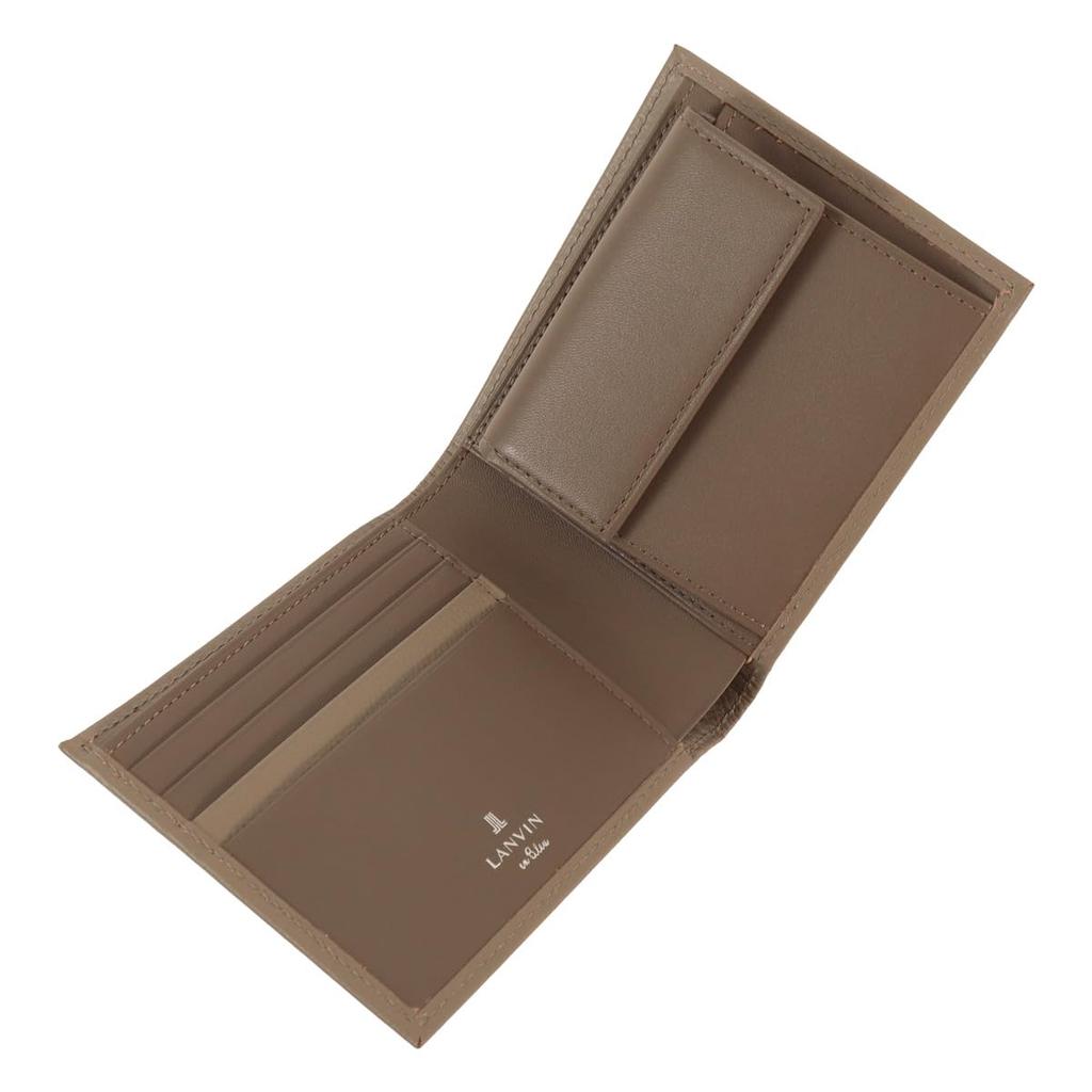 Lanvin en Bleu Dexter Compact Mini Wallet with Coin Muted Genuine Cowhide Taupe Bi-fold Wallet, Purse, Casual, Color, 524605, Leather, [65]