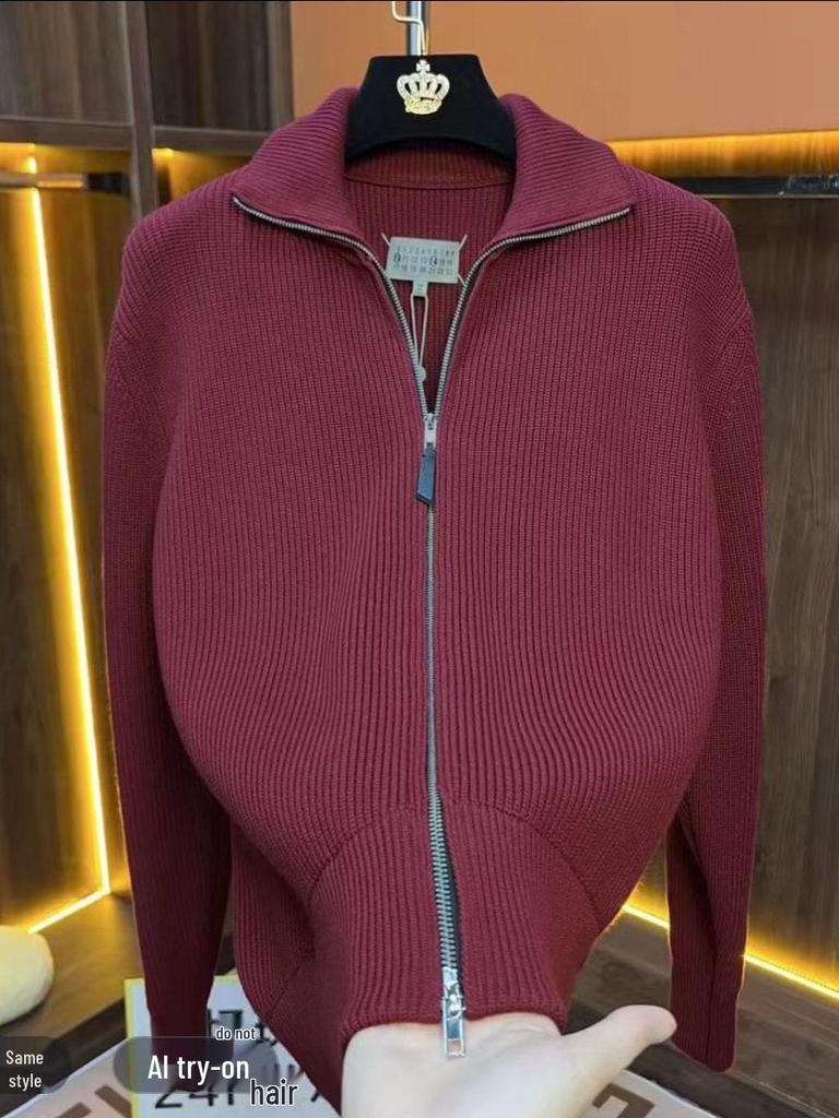 Ma Jia Unisex Knit Cardigan - 2025 Autumn/Winter Collection, Solid Color, Loose Fit