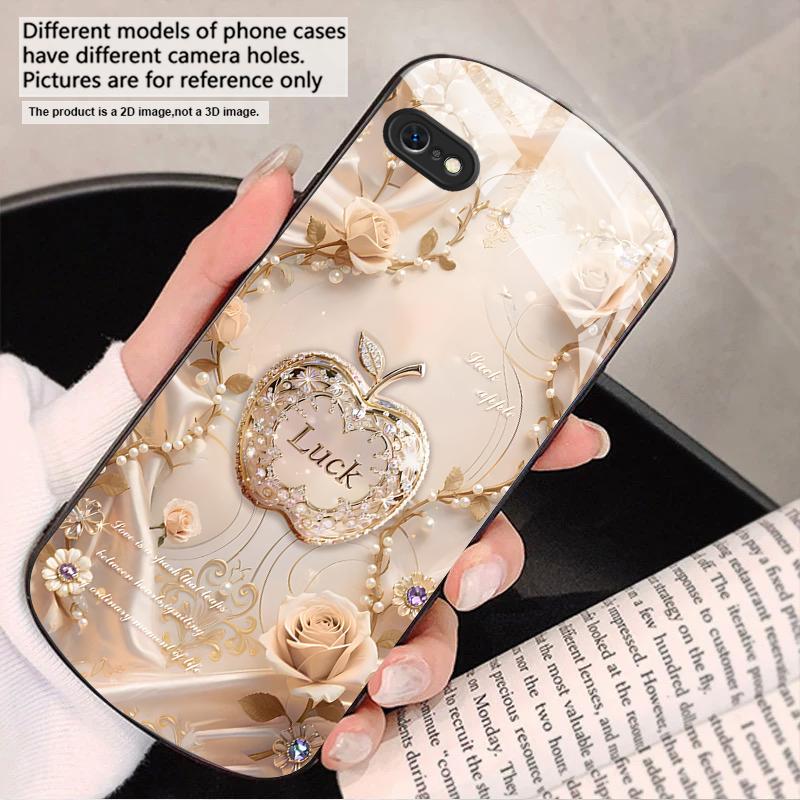 Lucky and Romantic Love For iPhone 17 16 15 14 13 Plus 12 Mini 11 Pro Max XR Xs Max X 7 8 6S 22 20 Elliptical Glass Phone Case