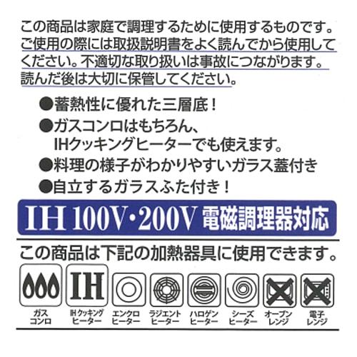 Arcland Sakamoto WIZ'A 20cm Double-Handled Pot with a Stainless Steel Triple-Layer Bottom, Induction Compatible, PR2147