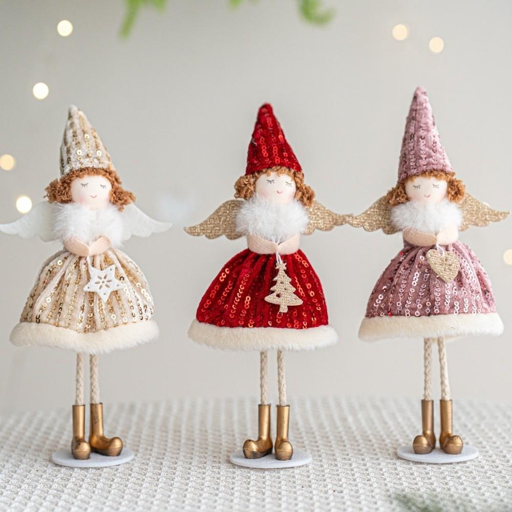 Cute Angel Girl Figurine Christmas Ornaments Plush Doll New Fairy Elf Figurine  Thoughtful Gift