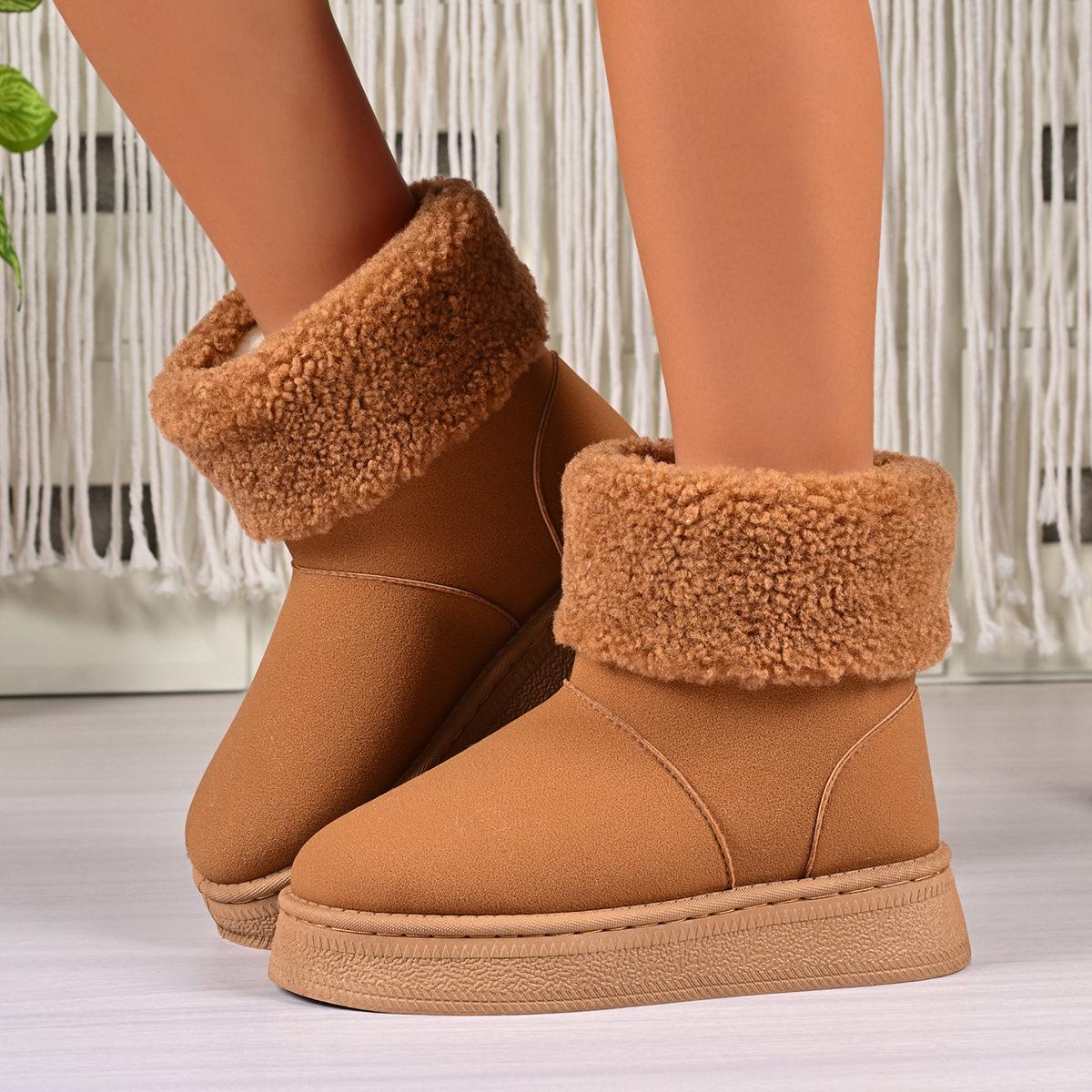 

Обувь для женщин зимние женские сапоги черные с круглым носком из цельного флоксового плюша теплые на среднем каблуке водонепроницаемые повседневные зимние сапоги для женщин 35 малиновый