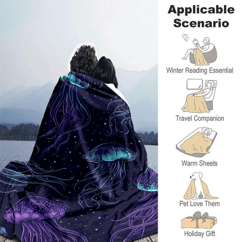 1 Stück Qualle Druck Leichte Flanelldecke, Bequeme und Warme Decke, für Camping Sofa Bett und Couch Büro, Geschenk