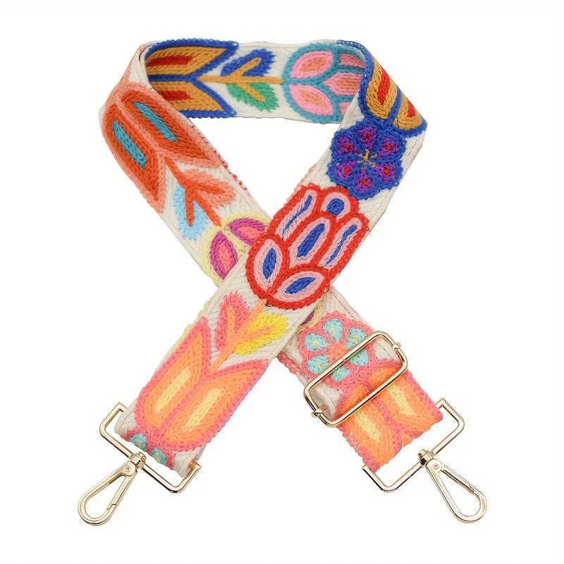Регулируемый плечевой ремень Цветы крючком Дизайн Бохо Этнический стиль Многоцелевые Сумки Аксессуары Ремень для гитары
