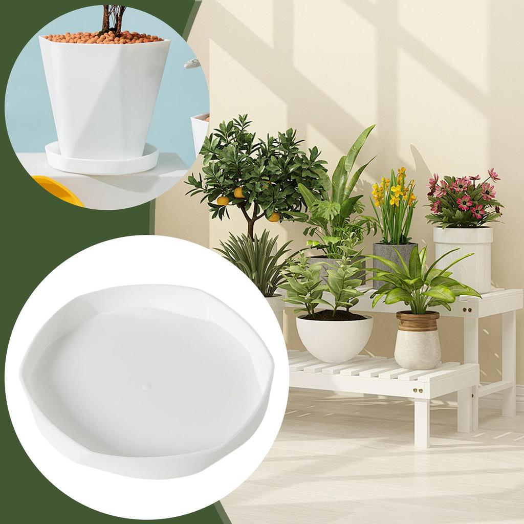 Round Plant Saucer Tray Leak-Proof Drip Catcher Protect Floors & Furniture for Pots, Indoor Outdoor Garden Balcony Use