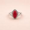 Red Coral Ring 925 Sterling Silver, Marquise Statement Ring, Oxidized Silver Coral Ring, Handmade Bohemian Jewelry