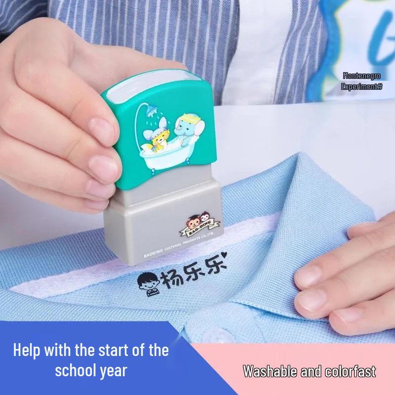 Custom Waterproof Name Stamp and Sticker Set for Children