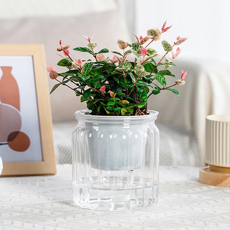 Runde selbstbewässernde Blumentöpfe, Hydrokultur-Blumentopf, Vase, selbstabsorbierender Wasserpflanzer für Zuhause, Bonsai, Tischdekoration für den Innenbereich