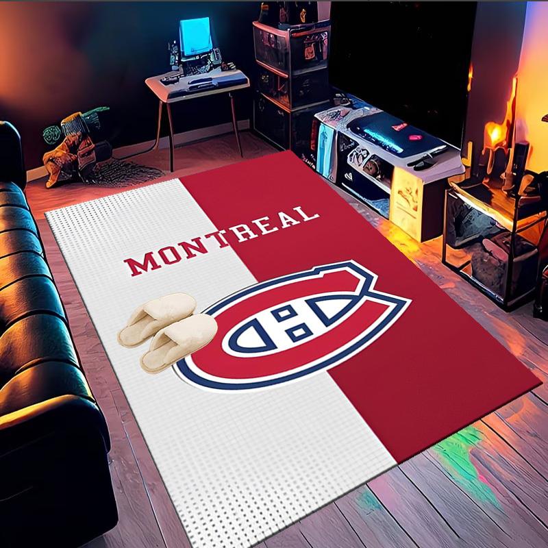 Tapis de sol Équipe de hockey des Canadiens de Montréal Convient pour l'intérieur et l'extérieur, Tapis pour maisons, bureaux, salons, Décoration intérieure, Cadeau de Noël