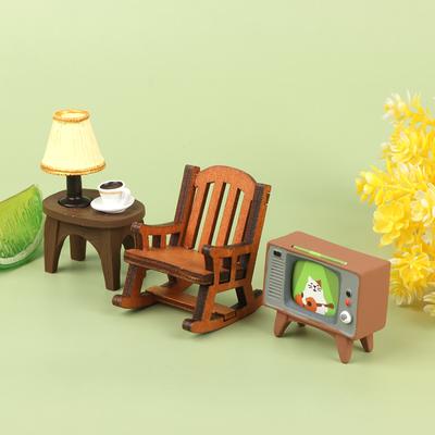 1:12 Puppenhaus Miniatur Schaukelstuhl TV Schreibtischlampe Tisch Möbel Dekor Spielzeug