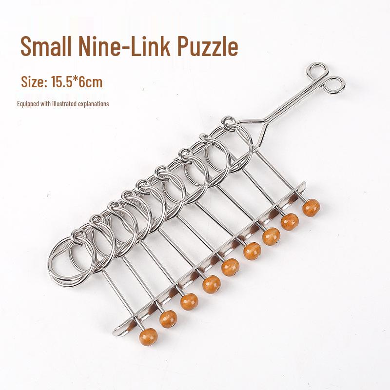 Metal Nine Linked Rings: Eight-Piece Set of Educational Unlocking Toys for Children's Cognitive Development