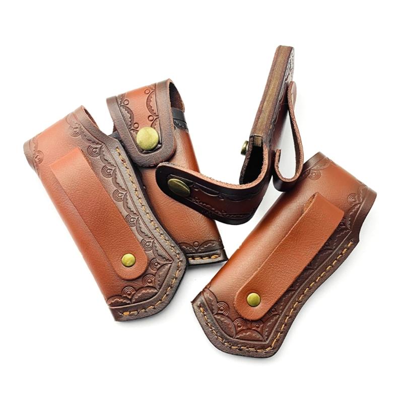 Draagbare Opvouwmes Opbergschede Etuis met Riemlus Leer Holsters Riem Zakmeshouder Duurzaam