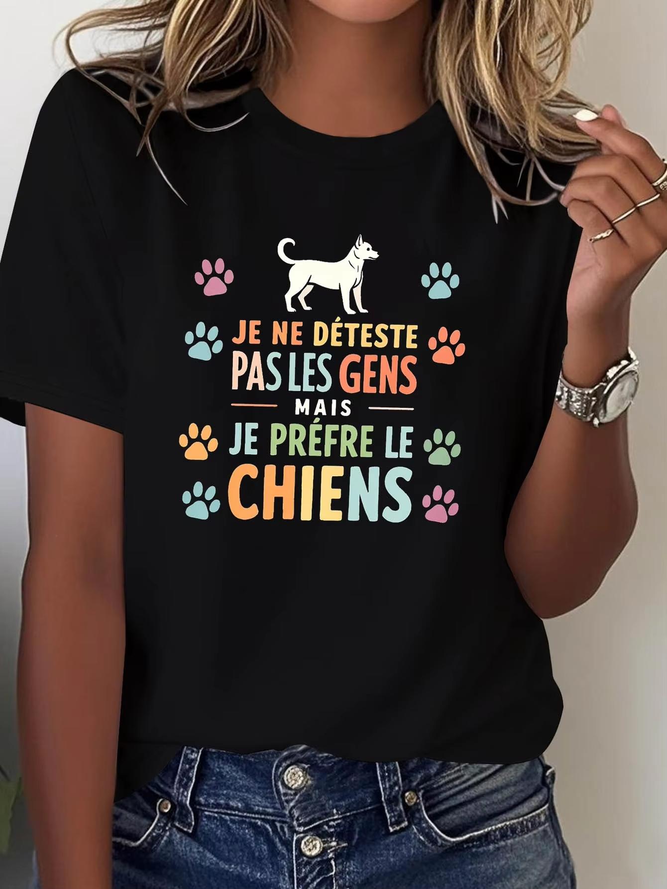 

Womens Fashionable Casual Roundneck Summer Tshirt with Puppy and Paw Print Pattern Print T Shirt Women Yk Top Vintage S