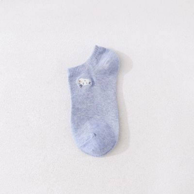 

Female Summer Fashion Personality Matching Color Embroidery Cartoon Boat Socks 1 pair джинсовий синього кольору