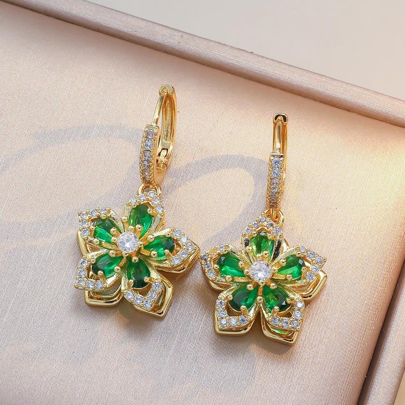 Women's necklace bauhinia flower jewelry rotating necklace earrings ring set