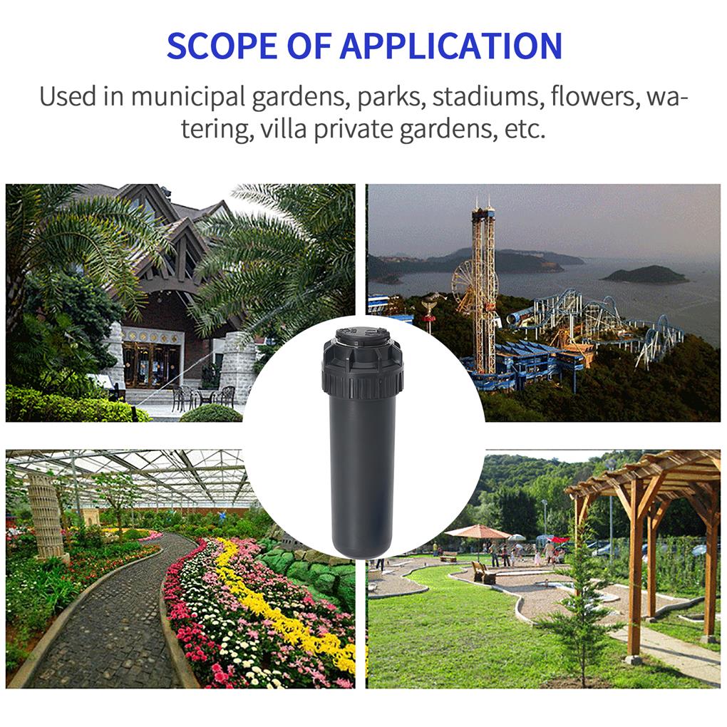 3/4" Female Thread Rotor Pop-up Sprinkler Gear Drive Lawn Sprinkler Head Part-Circle Pattern 40°~360°Adjustable Sprinklers