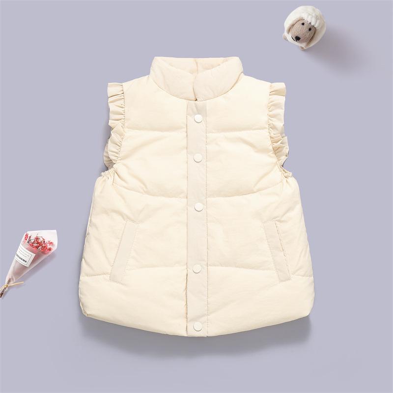 Girls' Lace Down Vest - Korean Style, Warm Autumn/Winter Jacket for Toddlers and Preschool Children