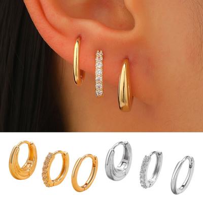 3 Paires de Boucles d'Oreilles Créoles Rondes Boucles d'Oreilles Mode Classiques avec Fermoir à Ressort Bijoux Polyvalents Empilables pour Femmes