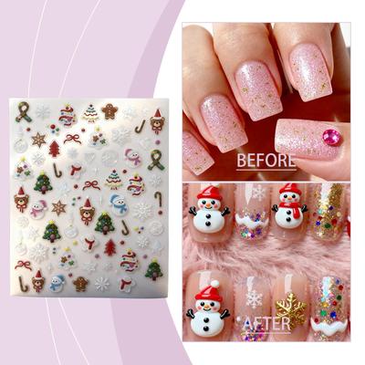 Nymixa Weihnachts-Nagelsticker: Umweltfreundliches Material, exquisite Designs, kreative Nagelkunst, langlebig.  für Feiertags-DIY.