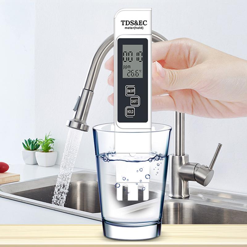 1 Pcs White Digital Water Quality Tester Tds Ec Meter Range 0 To 9990 Multifunctional Water Purity Temperature Temp Ppm Tester