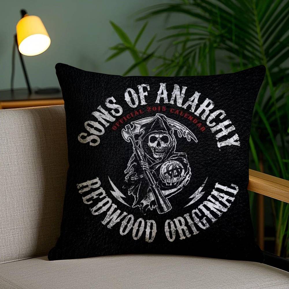 S-Sons of A-Anarchy Kissenbezug Haus Schlafsaal Stuhllehne Kurzer Plüsch Doppelseitiger Druck Büro Nickerchen Zeit Kissenbezug