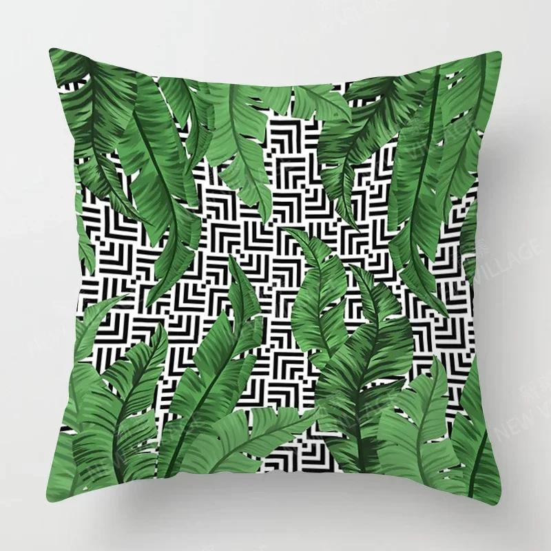 Nordic Fall Home Decor Autumn Throw Pillow Case Sofa Cushion Cover Modern 45x45cm 45*45 50x50 60x60cm 40*40cm Leaf Plant Green