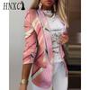 HNXC Women's Vintage Casual Lattice Print Autumn Winter Long Sleeve POLO Neck Jackets & Coats