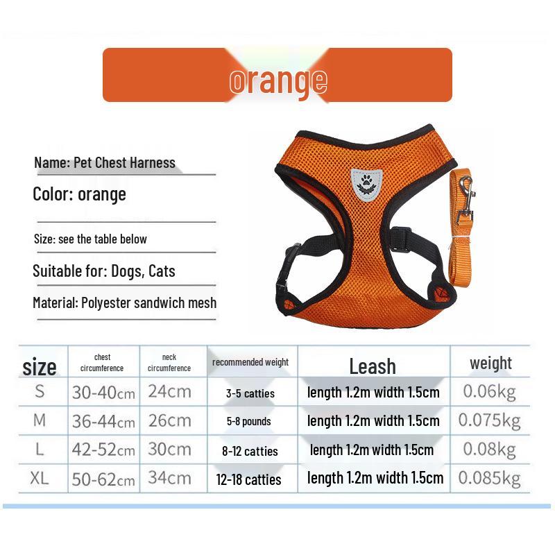 Reflective Breathable Anti-Escape Harness & Leash for Small/Medium Dogs