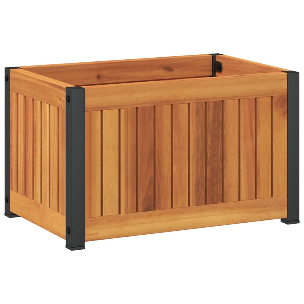 Vidaxl Donica Ogrodowa, 45X30X27,5 Cm, Lite Drewno Akacjowe I Stal