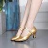 Bright Leather Dance-Shoes for Woman Girls Ladies Latin Ballroom Modern Salsa Practise Dancing Shoes Closed Toe Soft Rubber Sole