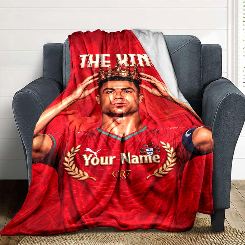 Cristiano Ronaldo (152) Personalized Name Blanket Multi-purpose Personalized Blanket Soft Warm Cozy Perfect for Livingroom Sofa Home Decor Picnics