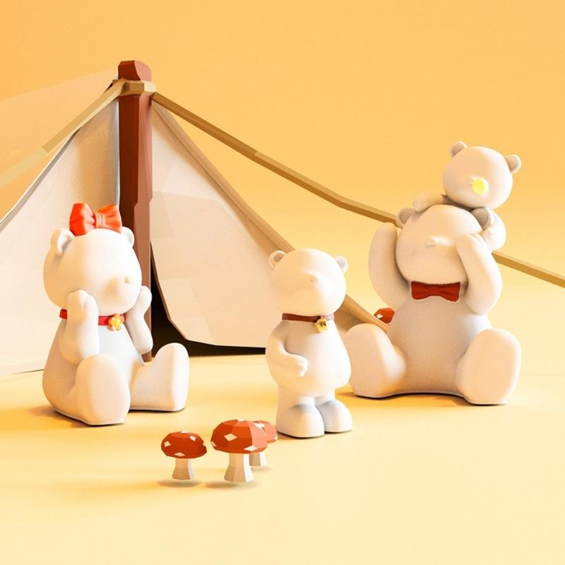 Multipurpose Adorable 3D Bear Sturdy Silicone Mold Portable for Resin Craft and Gypsum Figurines Home Decoration