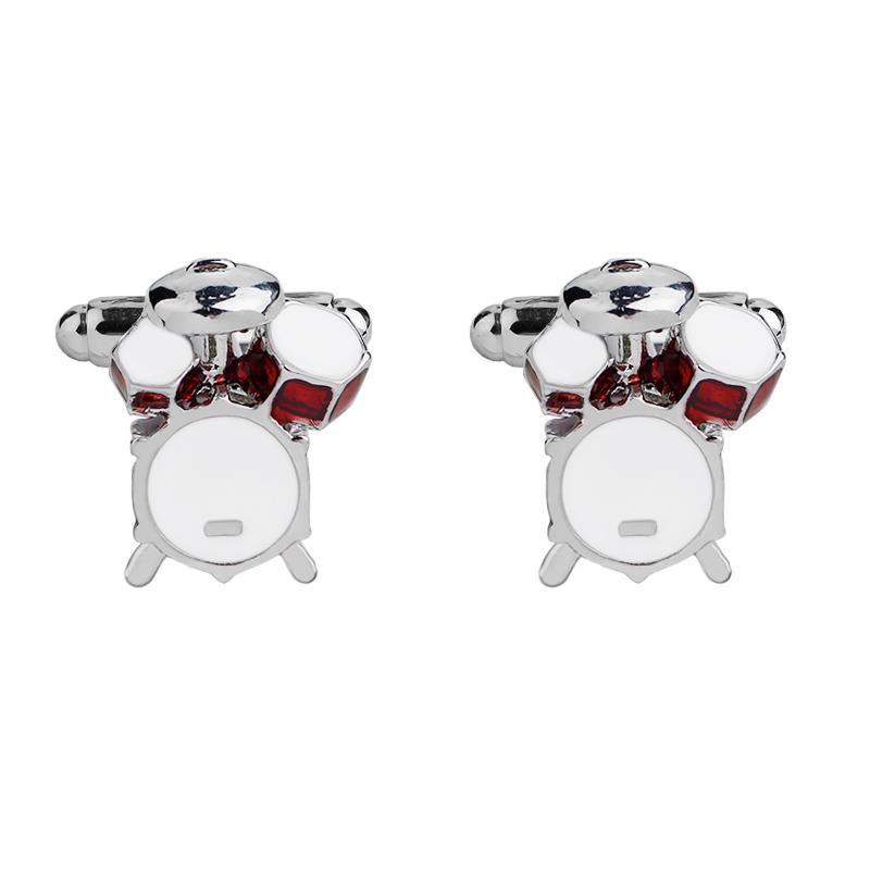 Funny Mens Drum Kit Enamel Cufflinks Musical Instrument Shaped Gemelos Jewelry