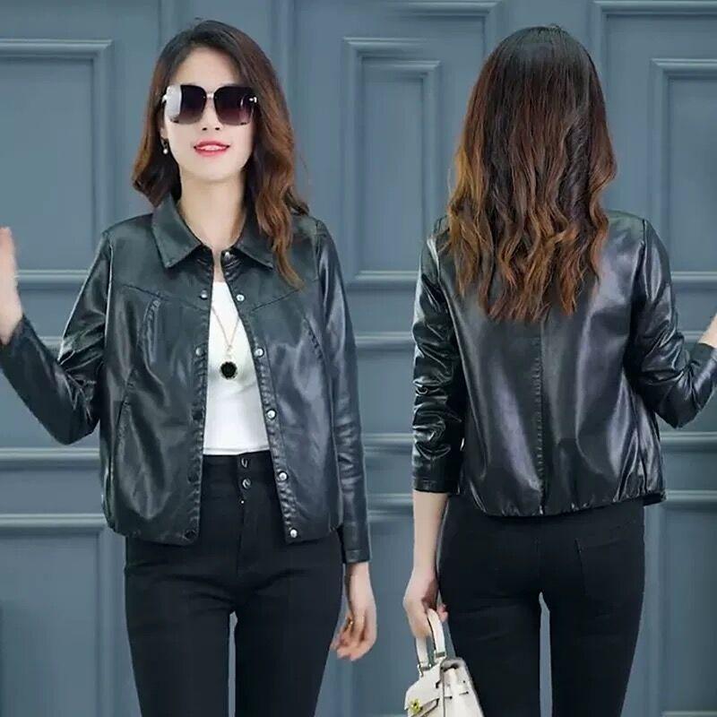 

Кожаная куртка Maillard женская короткая весенне-осенняя новая свободная модная маленькая кожаная куртка, уменьшающая возраст 4XL recommends 145-80kg