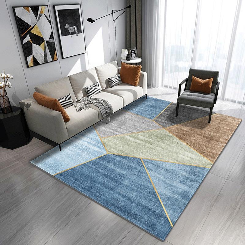 Europe Style Fashion Geometry Grid Carpet Living Room Sofa Bedroom Bedside Study Entrance Door Rug Non-slip Home Decor Mat