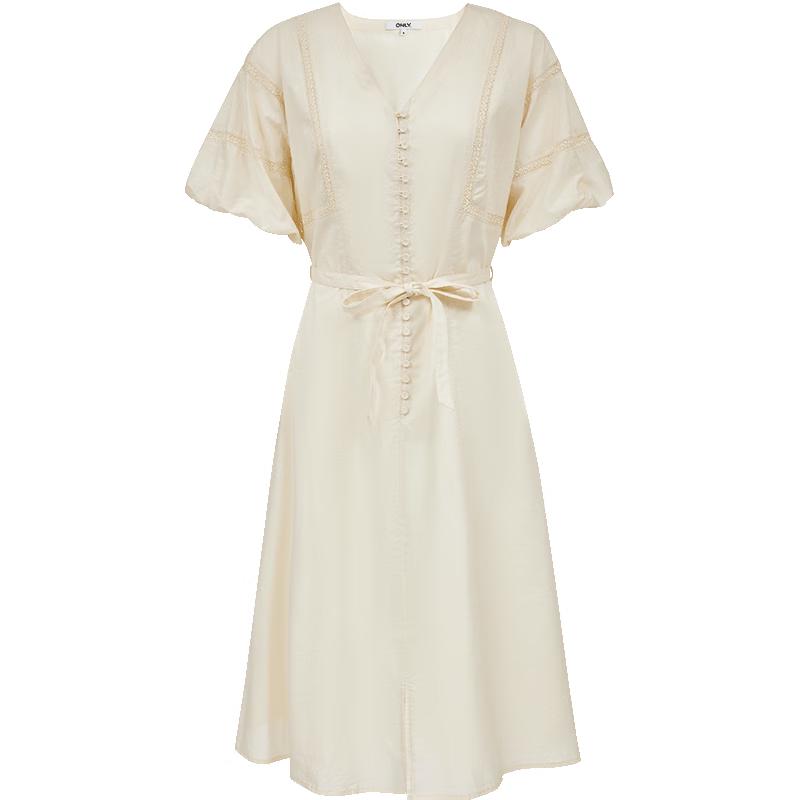 ONLY 2025 Spring Elegant V-Neck Puff Sleeve Midi Dress