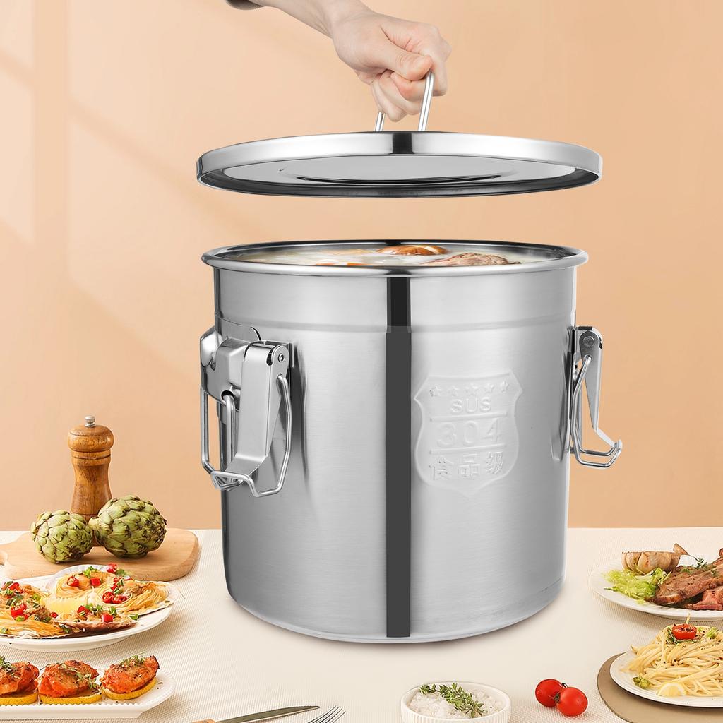 Premium 304 Stainless Steel Rice Storage Container, 12L/3.17gal Airtight Kitchen Grain Bin, Free Standing Food-Grade Canister