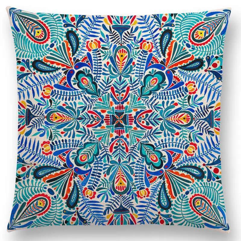 Neueste Boho Bunte Blumen Kissenbezug Rosa Regenbogen Lebhaft Floral Mandalas Musterdesign Begeisterung Drucke Kissenbezug