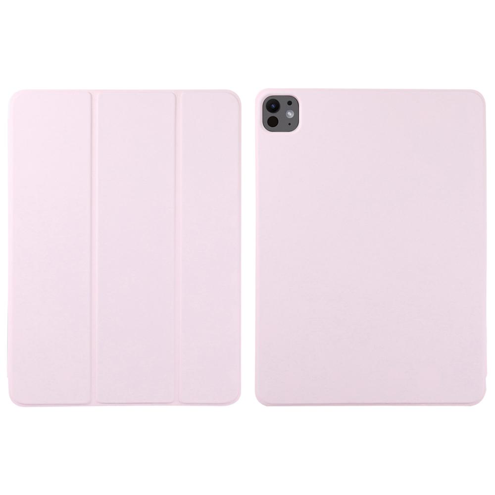 

For iPad Pro 13 (2024) Case Tri-Fold Stand Magnetic Closing PU Leather Tablet Cover Pink