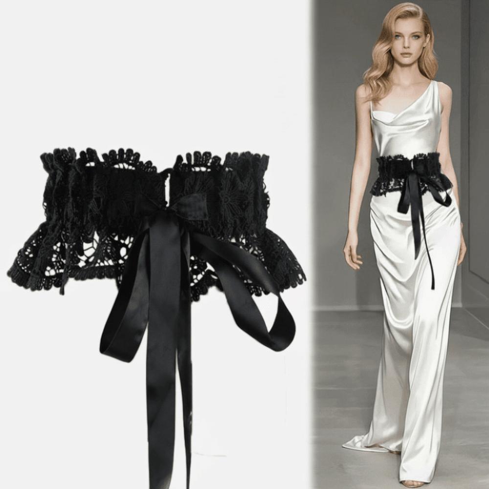 Eleganter Spitzen-Taillengürtel Elastischer Kleiderbund Vielseitiger Schleifen-Cinch-Gürtel für Damen